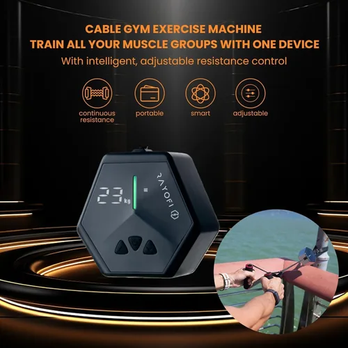 Miniatura 4 de Rayofi Go-Tone - Máquina de gimnasio portátil, pantalla LCD inteligente, 1.5 lbs, resistencia ajustable de 3 a 66.1 lbs, recargable por USB-C