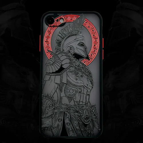 Cool Gladiator - Funda para teléfono con relieve 3D, compatible con iPhone 7/8/SE, transparente esmerilado y moderno
