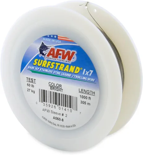 Miniatura 10 de Surfstrand Bare 1x7 Cable Líder de Acero Inoxidable - Línea Líder de Pesca para Agua Salada, 20lb Test - 325lb Test en Brillante, Camuflaje