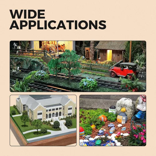 Miniatura 8 de Yetaha 20 piezas de árboles modelo en miniatura, modelo de adorno de plantas pequeñas, arbustos pequeños para hadas, jardín, tren, paisaje