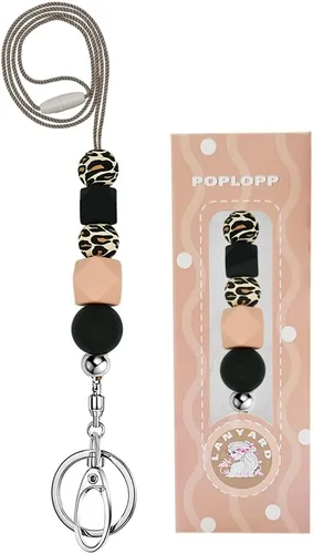 Miniatura 13 de POPLOPP 3 cordones para profesores para insignias de identificación y llaves, lindo cordón de silicona con cuentas para mujeres, enfermeras