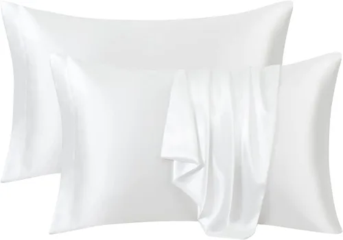 Miniatura 14 de Ersmak Juego de 2 fundas de almohada de satén estándar, ultra suaves y sedosas para cabello y piel, resistentes a las arrugas a la decoloración