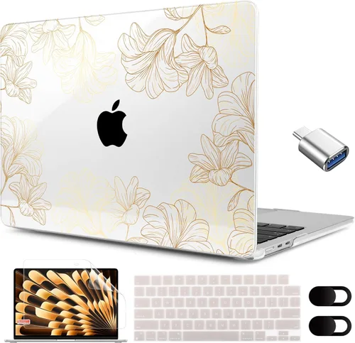 Miniatura 41 de MEEgoodo Funda para MacBook Air M5/M4/M3/M2 de 15 pulgadas 2026 2025 2024 2023, funda compatible con el modelo (A3448/A3241/A3114/A2941)