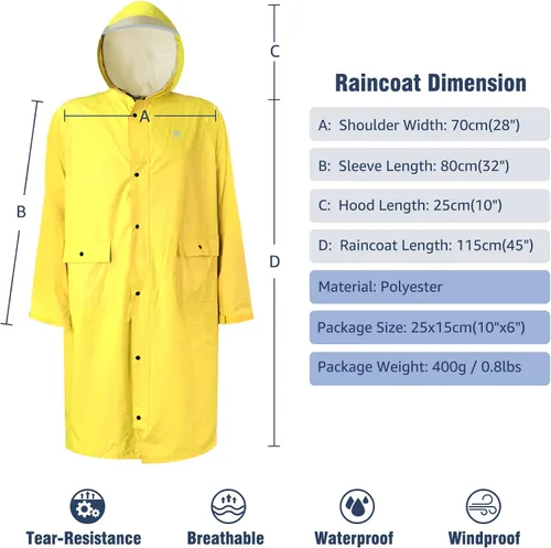 Miniatura 4 de Anyoo Poncho de lluvia con capucha, impermeable, ligero, para hombres, mujeres y adultos, con bolsillo para senderismo, camping, actividades al aire