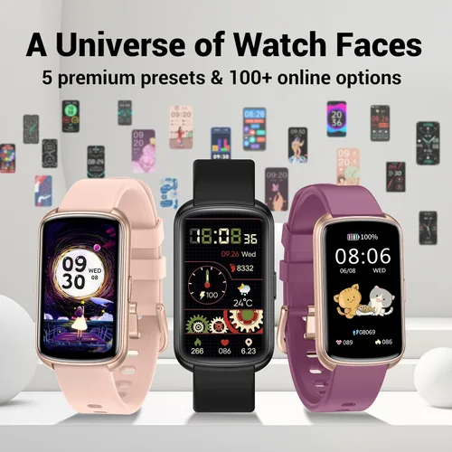 Miniatura 7 de Rastreador de fitness, reloj inteligente de 1.47 pulgadas, rastreador de actividad con pantalla táctil con diseño de banda inteligente delgada