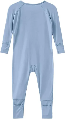 Miniatura 35 de Pijama de viscosa de bambú sin pies para niños y niñas, pijamas con cremallera para dormir y jugar, mameluco - 0-24 meses