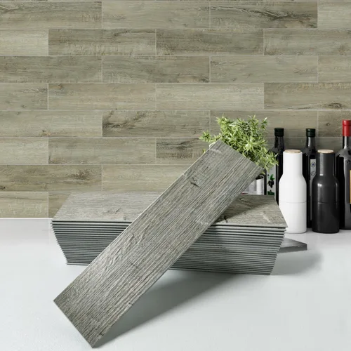 Miniatura 11 de W&S - 24 azulejos de madera envejecida beige para salpicaduras, azulejos de aspecto de madera para caravana, sala de estar, pared de acento, paneles