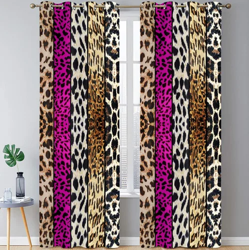 Miniatura 44 de Cortina opaca con estampado de animales salvajes, para oscurecer la habitación, con aislamiento térmico, con ojales para sala, comedor, dormitorio