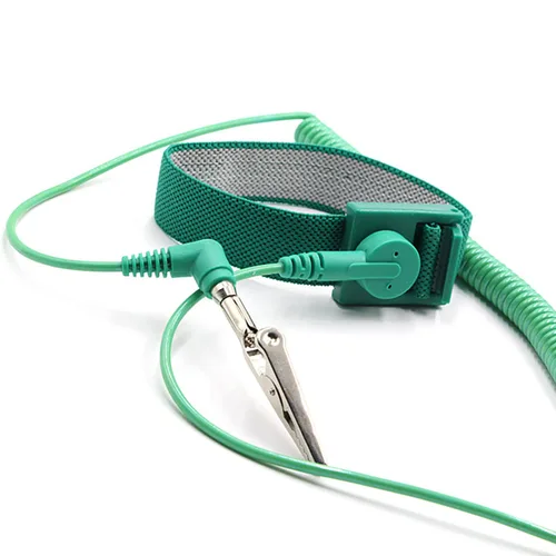 Miniatura 4 de Correa de muñeca antiestática con cable de conexión a tierra ESD Pulsera antiestática ajustable cuerda en espiral pulsera anti choque (1)