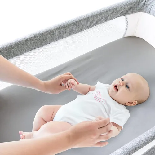 Miniatura 5 de Sábanas de moisés compatibles con SNOO Smart Sleeper, 100% algodón, paquete de 2, sábana de moisés ultra suave para bebé, gris