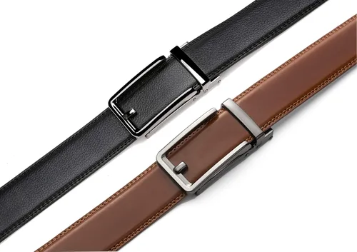 Miniatura 4 de CHAOREN - Cinturones de trinquete con clic para hombre, paquete de 2 - Cinturón de trinquete de cuero para hombre de 1 3/8" para vestir y casual