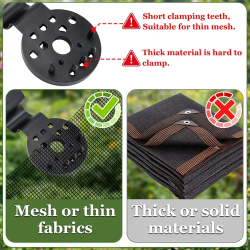 Miniatura 4 de 40 piezas clips de plástico para tela de sombra, clips redondos de plástico negro para malla o red de sombra fina, red antipájaros, red de jardín