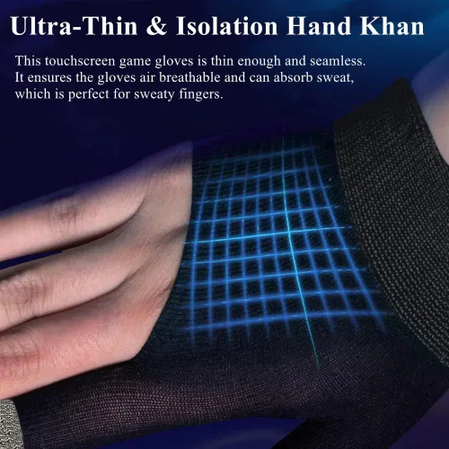 Miniatura 5 de Guantes de juego para manos sudorosas, ultrafinos y transpirables para pantalla táctil, guantes de juego con mangas para dedos para el pulgar