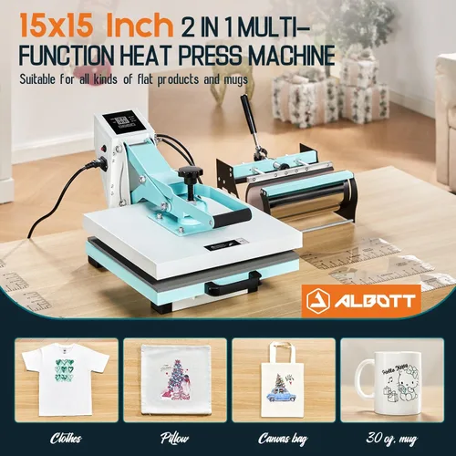 Miniatura 2 de SPECRAFT - Prensa de calor 2 en 1, máquina de sublimación digital industrial de 15x15 para camisetas, tazas (30oz) y más, azul, ideal para uso DIY