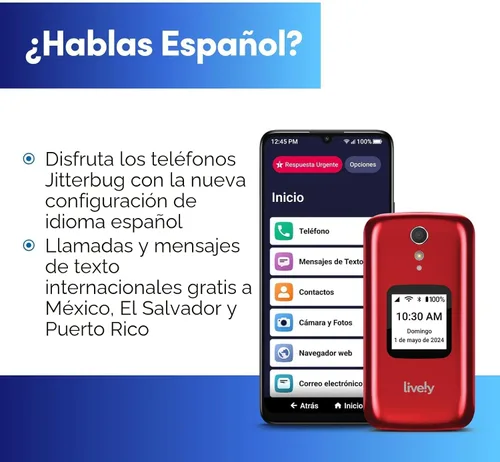 Miniatura 8 de Lively Jitterbug Flip2 - Teléfono celular abatible para personas mayores, no compatible con otros operadores inalámbricos, plan de teléfono debe