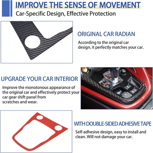 Miniatura 6 de Daeiclru Cubierta de fibra de carbono real para el panel de cambios del interior del automóvil, compatible con Jaguar F-TYPE 2013-2022, accesorios