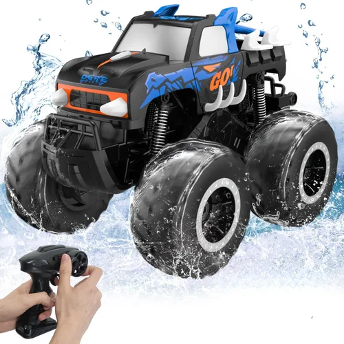 Miniatura 8 de STEMTRON Coche de control remoto anfibio 2.4GHz 1:20 todo terreno todoterreno RC coche control remoto barco regalos para niños niños rojo Rojo Suv