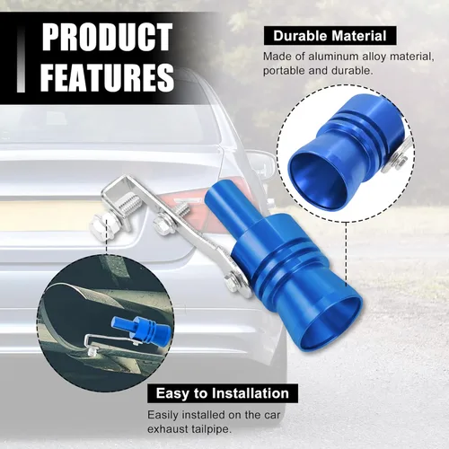 Miniatura 4 de X AUTOHAUX 2 unids XL tamaño coche Turbo silbato aleación de aluminio universal Turbo sonido escape silenciador tubo silbato coche rugido