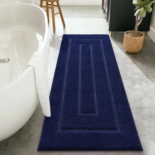 Miniatura 9 de HOMORE Alfombra de baño gris de 24 x 60 pulgadas, suave, absorbente, alfombra de pasillo de baño lavable, alfombras largas antideslizantes