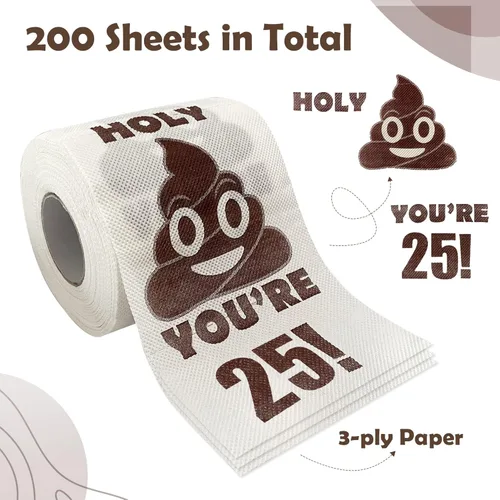 Miniatura 5 de Decoraciones de cumpleaños de 25 años para niños y niñas, ideas de regalos para él y ella, divertido rollo de papel higiénico de broma, decoración