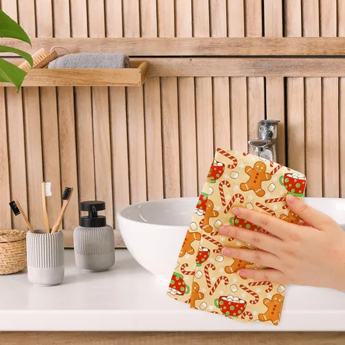 Miniatura 7 de AnyDesign Paquete de 100 servilletas de Navidad para invitados, pan de jengibre, hombre, bastón de caramelo, copo de nieve, servilletas de papel