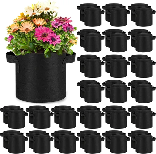 Miniatura 13 de Nuanchu 60 paquetes de bolsas de cultivo de 2 galones, maceta de tela de aireación a granel con asas, bolsas de jardín no tejidas gruesas