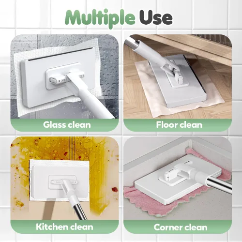 Miniatura 6 de Trapeador de polvo desechable con 10 paños reutilizables, mopa desechable para el polvo con 10 pañuelos reutilizables, 39 pulgadas de mango largo