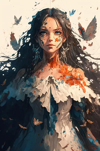 Kit de pintura de diamantes redondo con taladro completo 5D, anime Girl Surround, pintura de mariposa con diamantes, puntada artística para hogar,
