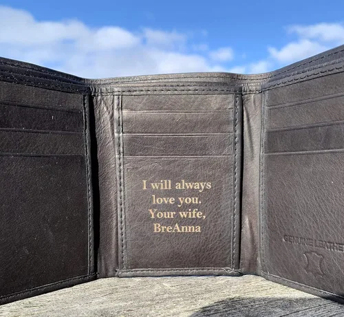 Miniatura 9 de Genuine Leather Tri Fold Personalized Mens Wallet (777)