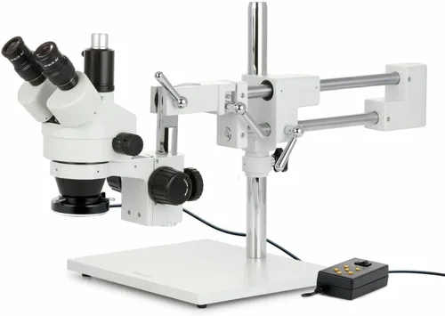 Miniatura 8 de AmScope Microscopio de zoom estéreo trinocular profesional SM-4T, oculares WH10x, aumento 7X-45X, objetivo de zoom 0.7X-4.5X, iluminación ambiental