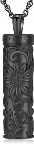 Shajwo - Collar de urna cilíndrica para cenizas de girasol, joyería de cremación, colgante conmemorativo para seres queridos para hombres y mujeres