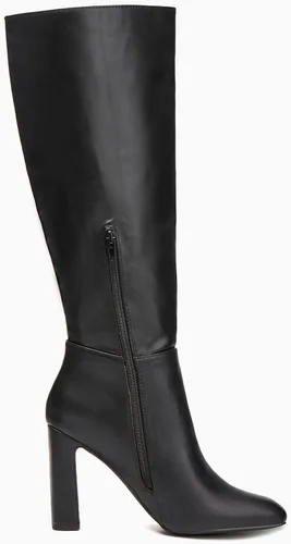 Miniatura 4 de Coutgo Botas altas de tacón grueso para mujer, botas altas clásicas de cuero con punta cuadrada con cremallera