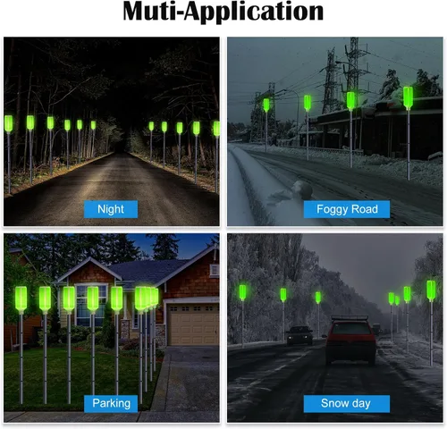 Miniatura 6 de Macarrie 6 marcadores de entrada alimentados por energía solar, luces reflectoras para paisaje, entrada de vehículos, reflectores en postes