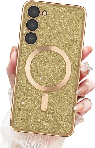 Miniatura 17 de Newseego Funda ultra magnética para Samsung Galaxy S22, funda de lujo con purpurina para mujeres y niñas, protección completa de la lente de la Negro