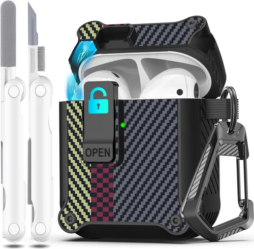 Miniatura 106 de R-fun - Funda para audífonos compatible con AirPods de 4.ª generación 2024, cubierta protectora de expulsión automática a prueba de caídas, puerto