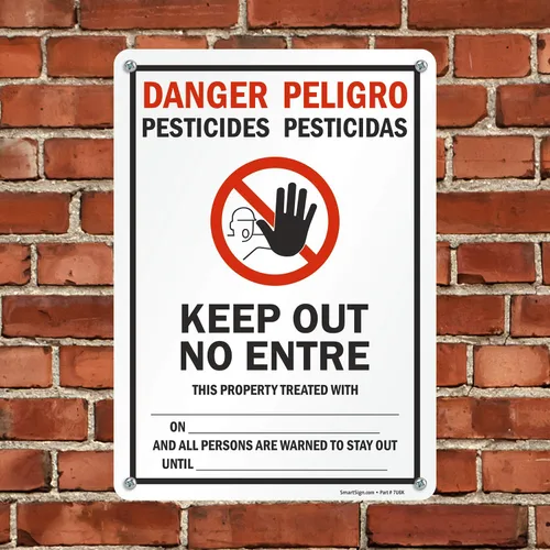 Miniatura 2 de SmartSign Cartel bilingüe "Danger - Pesticides, Keep Out No Entry" Plástico de 10 x 14 pulgadas