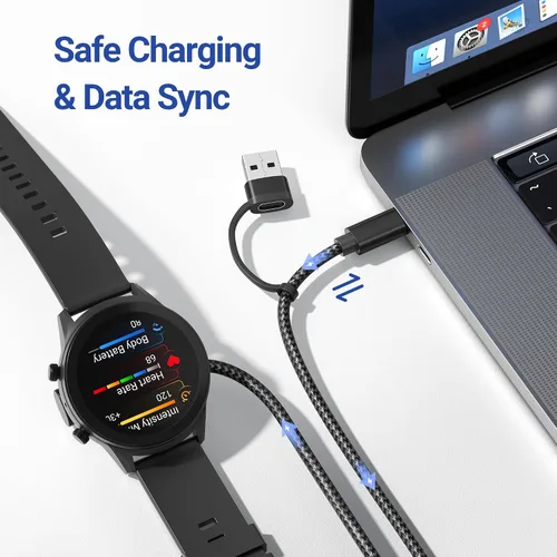 Miniatura 4 de Itramax - Cable de carga 2 en 1 para Garmin Watch de 4 pies, cable de alimentación de carga para Garmin Fenix 8 E 7 7X 7S 6 5 5X 5S Solar