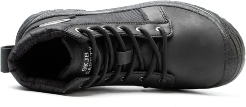 Miniatura 4 de NBUUNBU Botas de trabajo con punta de acero para hombres, zapatos de trabajo de seguridad, antideslizantes, resistentes a la abrasión