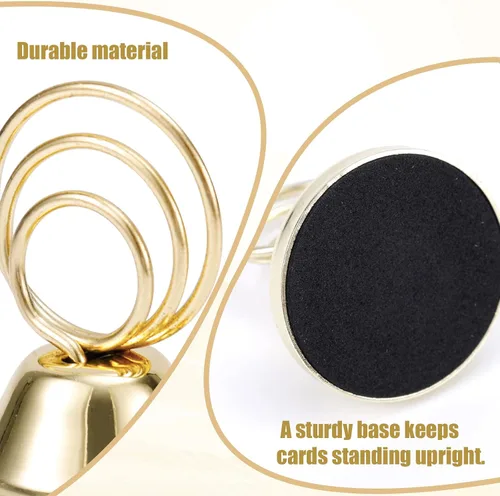 Miniatura 4 de 12 soportes para números de mesa, soporte de alambre con acabado de metal, soporte para fotos, tarjetas de lugar, soporte para fotos, suministros