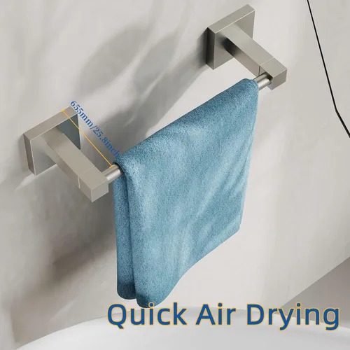 Miniatura 4 de RUACQ Toallero de mano, barra de toalla de mano de 9 pulgadas para baño montado en la pared, toallero de acero inoxidable 304 con base cuadrada