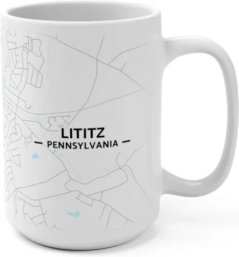Miniatura 4 de Lititz, Pennsylvania PA Map Mug (11 oz)