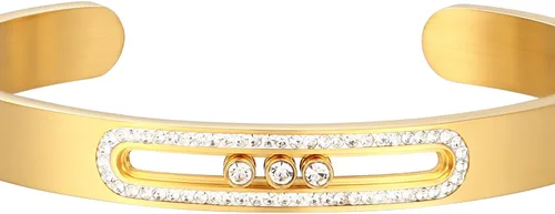 Miniatura 2 de Brazalete para mujer con diamantes móviles, una pulsera de acero inoxidable para mujer