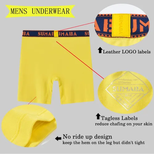 Miniatura 8 de SUMABA Calzoncillos tipo bóxer de pierna larga para hombre, con bolsa que no se sube, de bambú, transpirables