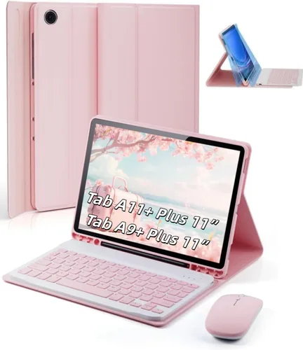 Miniatura 11 de TUNKARMOR Funda para teclado para Tab A9 de 8.7 pulgadas (2023) - Funda delgada con teclado desmontable y ratón con soporte para bolígrafo, función