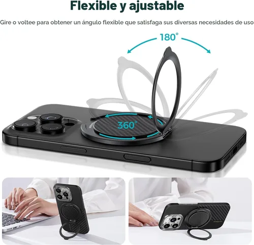 Miniatura 3 de BENKS ArmorPop │ Agarre magnético para teléfono y soporte para MagSafe, soporte de anillo giratorio ajustable de 360° para iPhone 17/16/15/14/13/12
