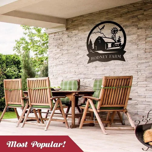 Miniatura 5 de RealSteel Monograma de granja, letrero de nombre de familia al aire libre, decoración al aire libre, letrero de metal para decoración de granja