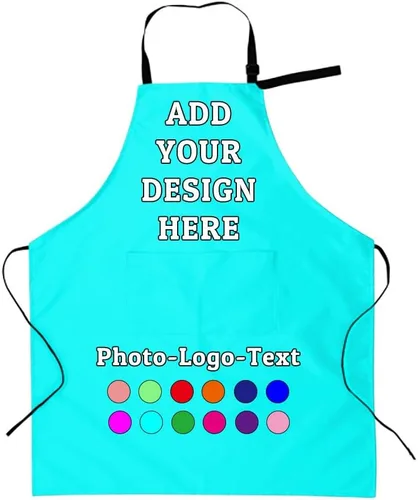 Miniatura 18 de Delantal personalizado para adultos, delantales personalizados con bolsillos, añade tu logotipo y foto, delantal impermeable ajustable personalizado