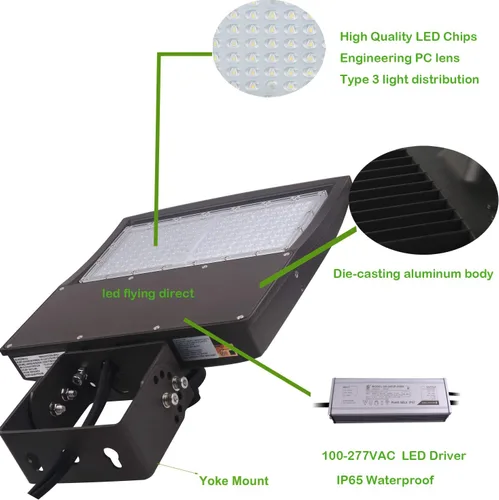 Miniatura 3 de Luces LED de poste de estacionamiento de 100 W, sensor de fotocélula del atardecer al amanecer, protección contra sobretensiones integrada, 1-10 V