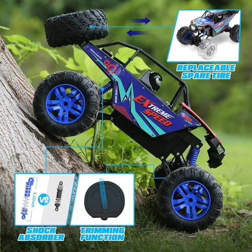 Miniatura 6 de DEERC Camioneta monstruo grande a escala 1:8 para adultos y niños, automóvil con control remoto mejorado con sonido realista, juguete RC todo