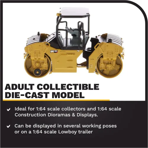 Miniatura 3 de Diecast Masters 1:64 Caterpillar CB-13 Roller with ROPS, Play & Collect Series Cat Trucks Equipo de construcción Modelo a escala coleccionable